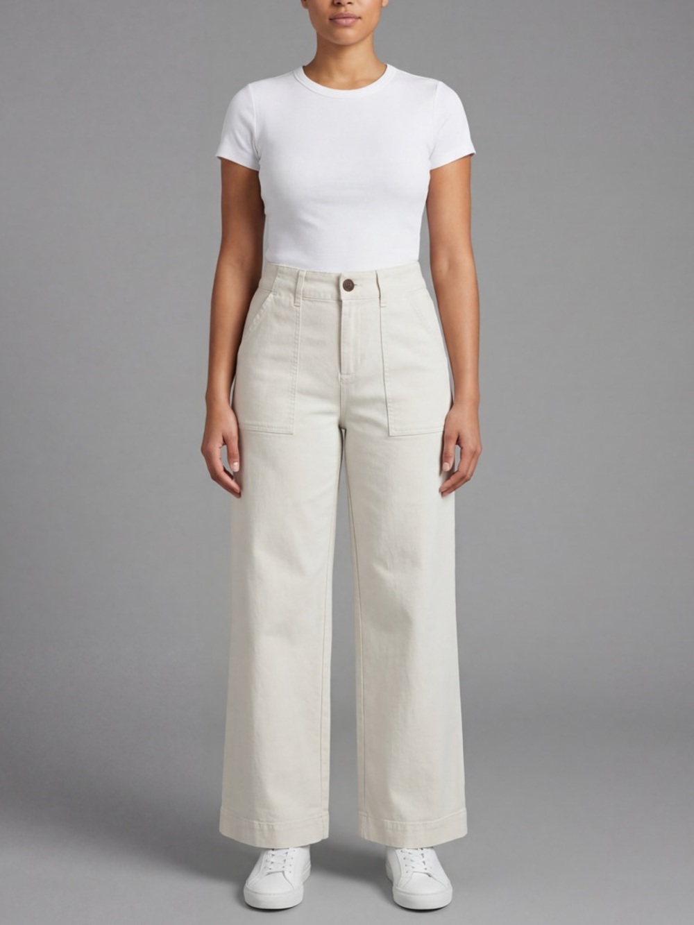 Nili Lotan x Target Cream Wide Leg High Rise Jeans Limited Edition Collab